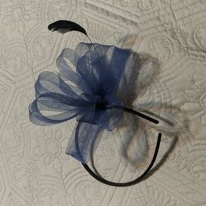 Black and blue feather fascinator headband
